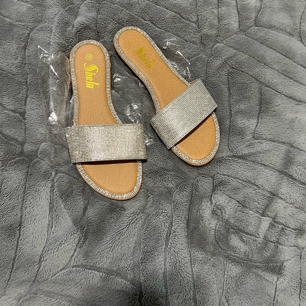 SHEIN Silver Rhinestone Sandals